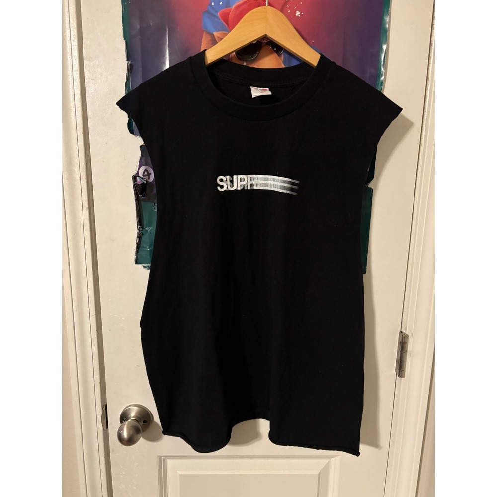 Supreme Motion Logo Muscle Tank Top Mens XL Black Cut Off Sleeveless Tee
